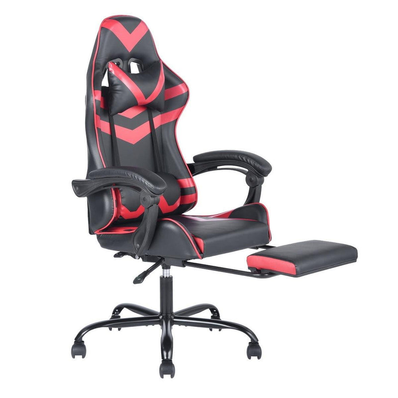 Gaming Office High Back Computer Leather Desk Mesh Ergonomic 180 Degrees Adjustable Swivel Task Chair with Headrest and Lumbar Support, & Footrest , Red - Urban Living Furniture (Los Angeles, CA)