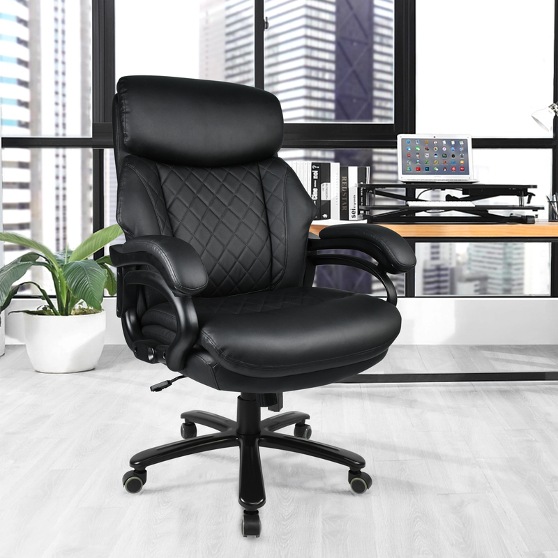 Office Desk Chair with High Quality PU Leather, Adjustable Height/Tilt, 360-Degree Swivel, 400LBS , Black - Urban Living Furniture (Los Angeles, CA)