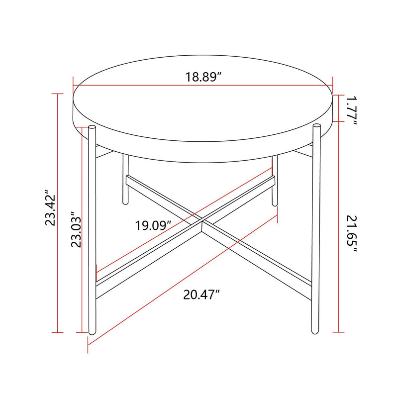 Modern  Thread Design Round Coffee Table ,  MDF  Table Top with Cross Legs Metal Base(Two-piece Set) - Urban Living Furniture (Los Angeles, CA)