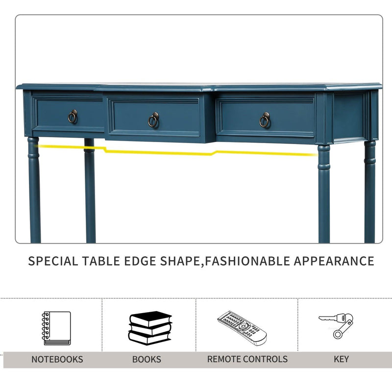 Console Table Sofa Table with Drawers for Entryway with Projecting Drawers and Long Shelf (Antique Navy) - Urban Living Furniture (Los Angeles, CA)