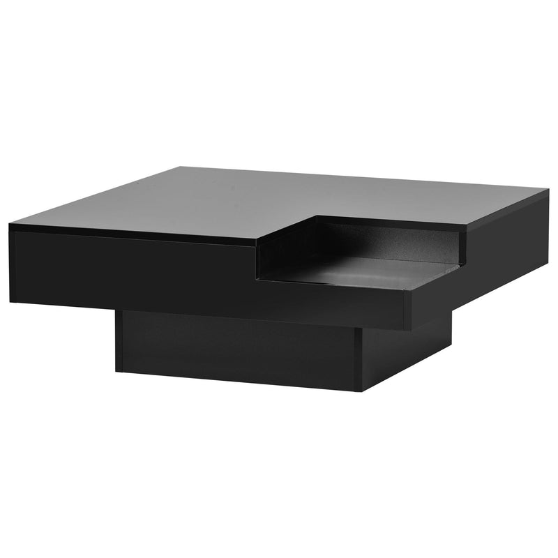 Modern Minimalist Design 31.5*31.5in Square Coffee Table with Detachable Tray and Plug-in 16-color LED Strip Lights Remote Control for Living Room - Urban Living Furniture (Los Angeles, CA)