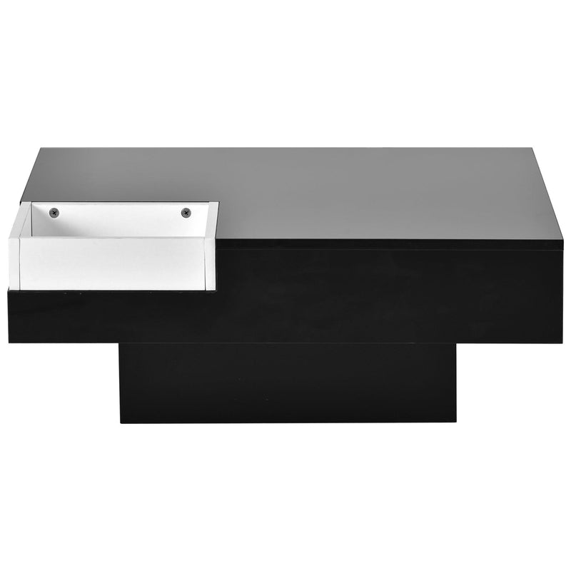 Modern Minimalist Design 31.5*31.5in Square Coffee Table with Detachable Tray and Plug-in 16-color LED Strip Lights Remote Control for Living Room - Urban Living Furniture (Los Angeles, CA)