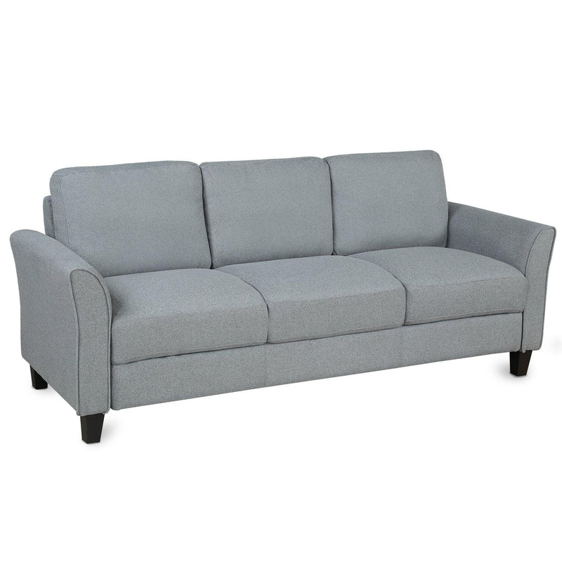 3-Seat Sofa Living Room Linen Fabric Sofa (Gray)