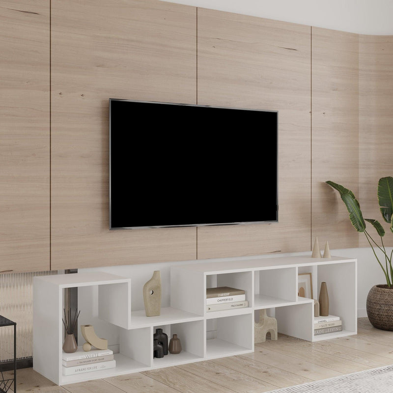 Double L-Shaped TV Stand，Display Shelf ，Bookcase for Home Furniture,White - Urban Living Furniture (Los Angeles, CA)