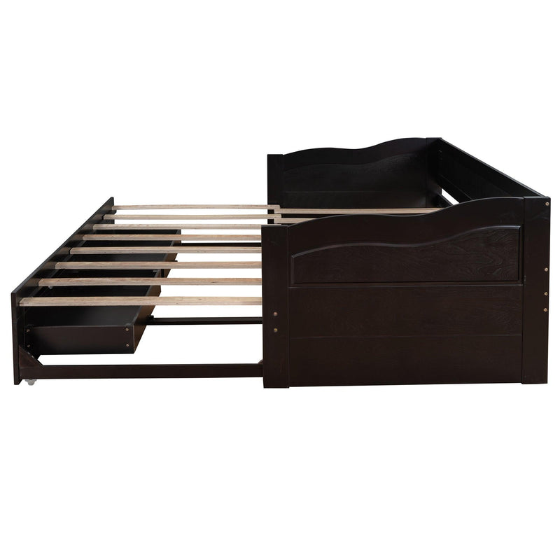 Wooden Daybed with Trundle Bed and TwoStorage Drawers , Extendable Bed Daybed,Sofa Bed with Two Drawers, Espresso - Urban Living Furniture (Los Angeles, CA)