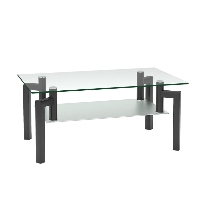 Rectangle Black Glass Coffee Table, Clear Coffee Table，Modern Side Center Tables for Living Room， Living Room Furniture - Urban Living Furniture (Los Angeles, CA)