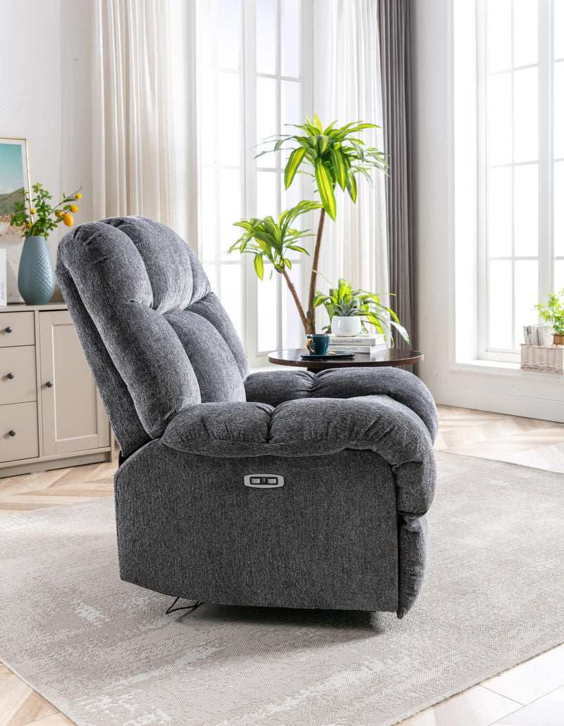 Electric Power Recliner Chairs with USB Charge Port, Electric Reclining Recliner with Upholstered Seat, Overstuffed Reclining Sofa Recliner for Living Room Bedroom (Dark Grey) - Urban Living Furniture (Los Angeles, CA)