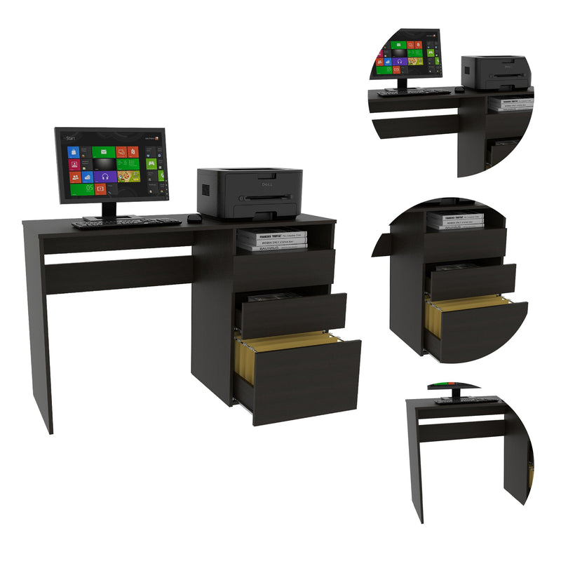 Waterbury 3-Drawer 1-Shelf Computer Desk Black Wengue