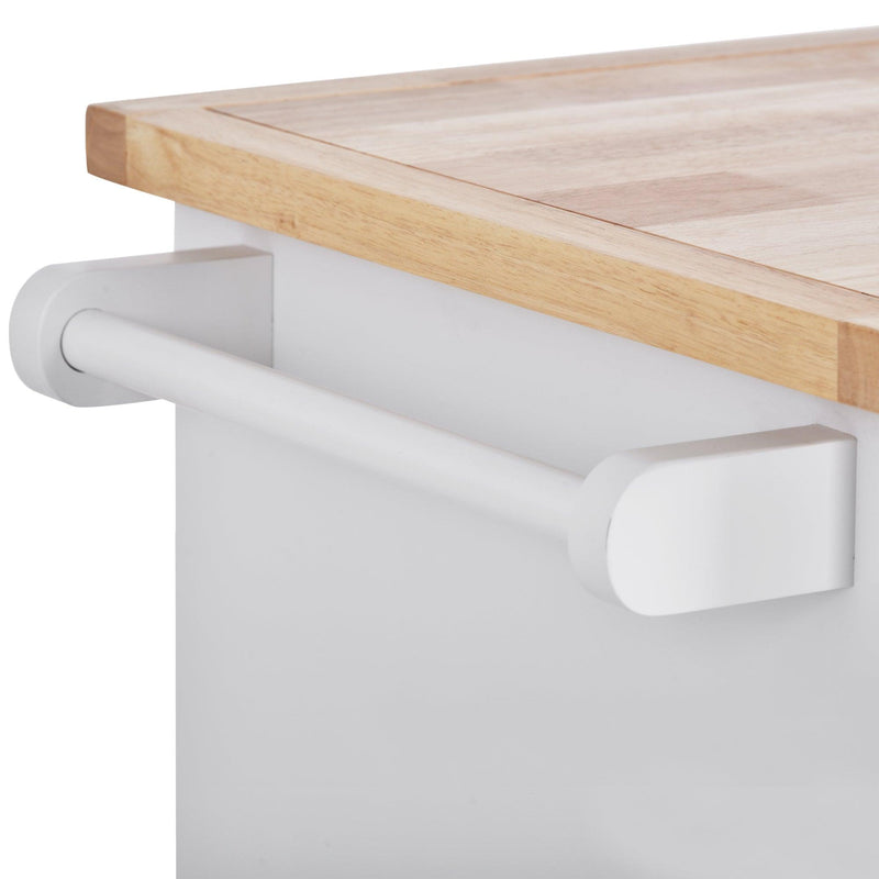 Kitchen Cart Rolling Mobile Kitchen Island Solid Wood Top, Kitchen Cart With 2 Drawers,Tableware Cabinet（White） - Urban Living Furniture (Los Angeles, CA)