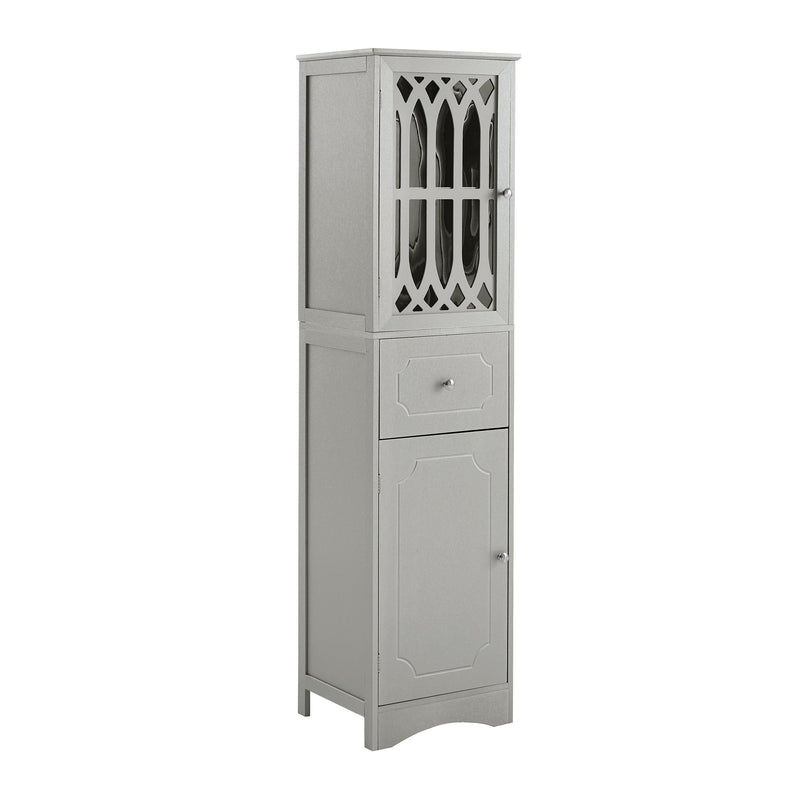 Tall Bathroom Cabinet, FreestandingStorage Cabinet with Drawer and Doors, MDF Board, Acrylic Door, Adjustable Shelf, Grey - Urban Living Furniture (Los Angeles, CA)