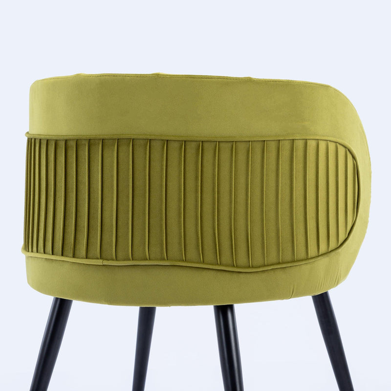 Olive Green Velvet lounge chair, black metal feet, unique back design, suitable for office, living room, bedroom - Urban Living Furniture (Los Angeles, CA)