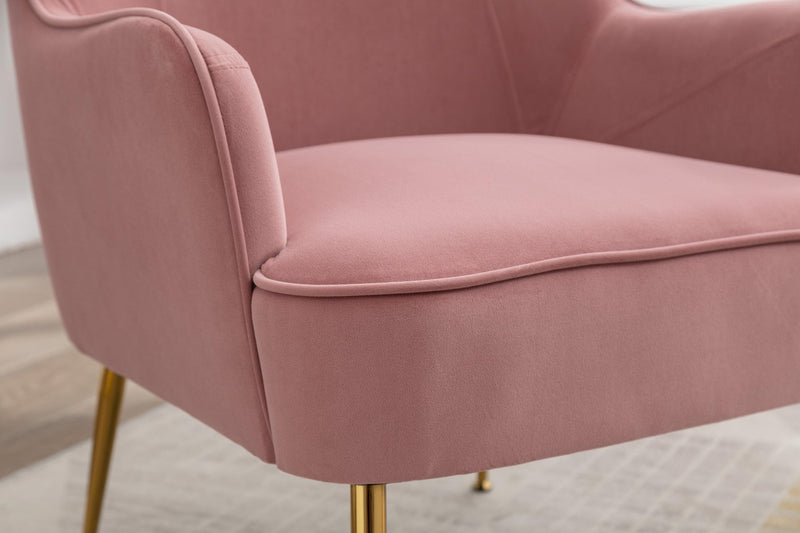 Modern Ergonomics Soft Velvet Fabric Material Accent Chair With Gold Legs And Adjustable Feet Screws For Indoor Home Living Room,Pink - Urban Living Furniture (Los Angeles, CA)