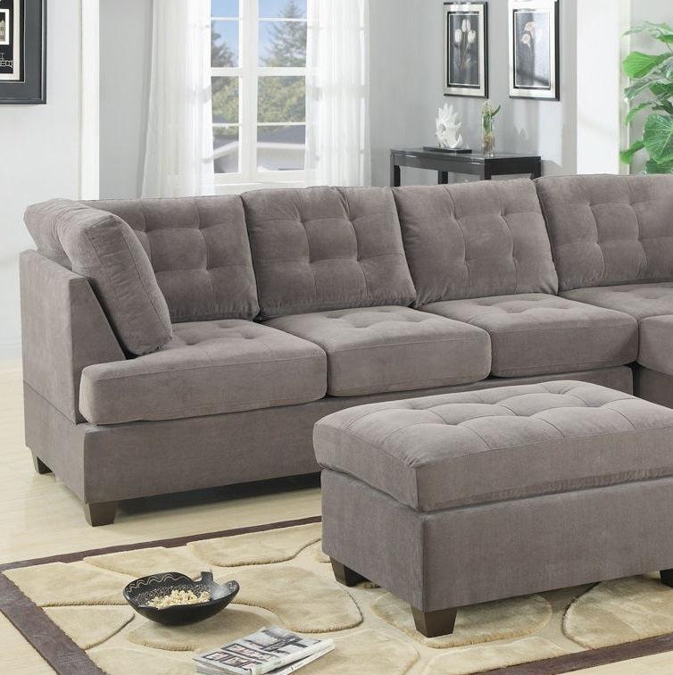 Living Room Sectional Waffle Suede Charcoal Color Sectional Sofa w Pillows Couch Tufted Cushion  Contemporary (NO OTTOMAN) - Urban Living Furniture (Los Angeles, CA)