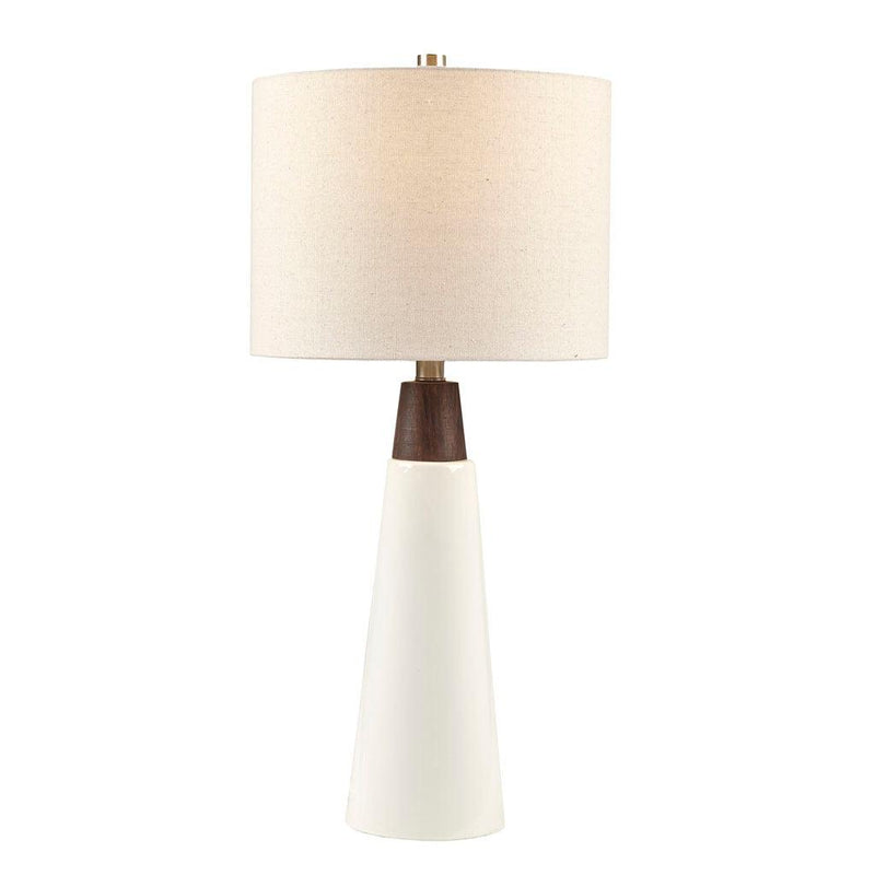 Tristan Triangular Ceramic and Wood Table Lamp