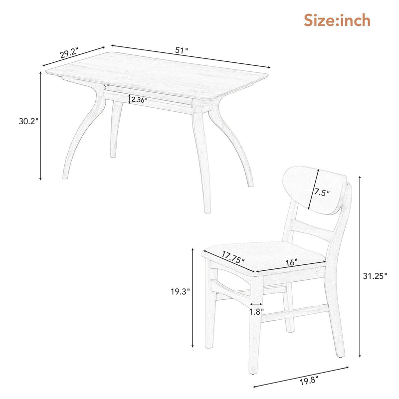 Elegant Rubber Wood Frame Dining Table Set with Special-shape LegsStorage Space MDF Board Tabletop Soft Cushion Chairs (Espresso) - Urban Living Furniture (Los Angeles, CA)