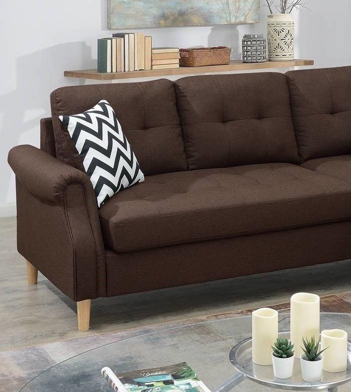 Living Room Corner Sectional Dark Coffee Polyfiber Chaise sofa Reversible Sectional - Urban Living Furniture (Los Angeles, CA)