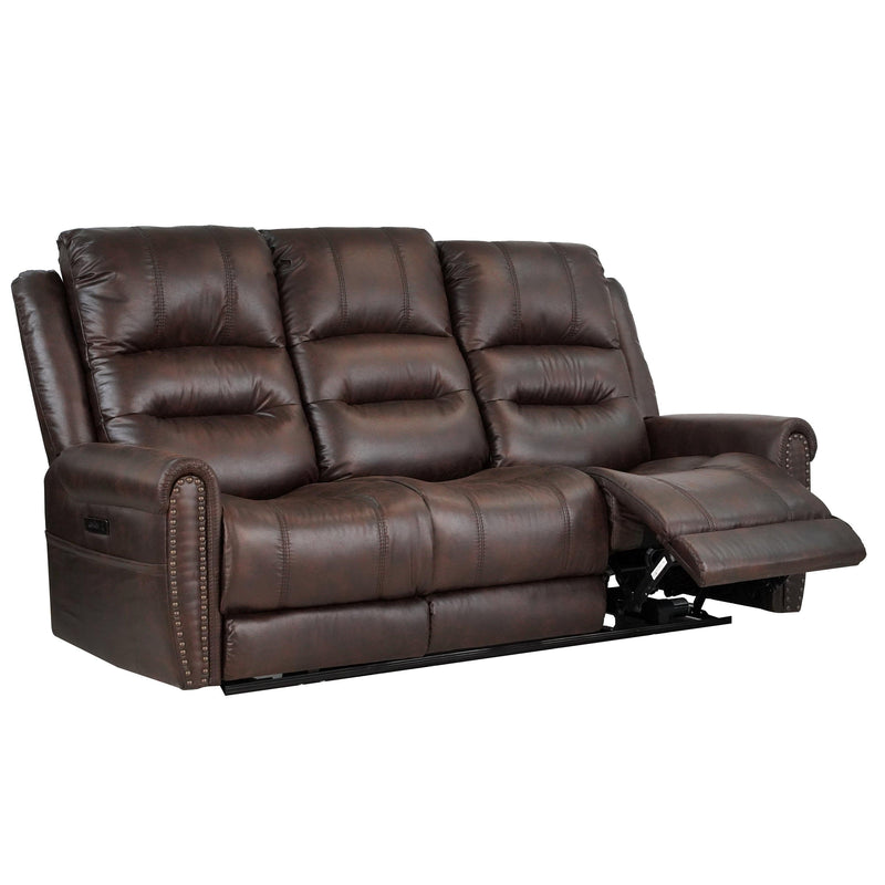 Slora Leather Gel Brown Power Reclining 81.5" Sofa With Power Headrest and Dropdown Center Table ( Sofa ) - Urban Living Furniture (Los Angeles, CA)