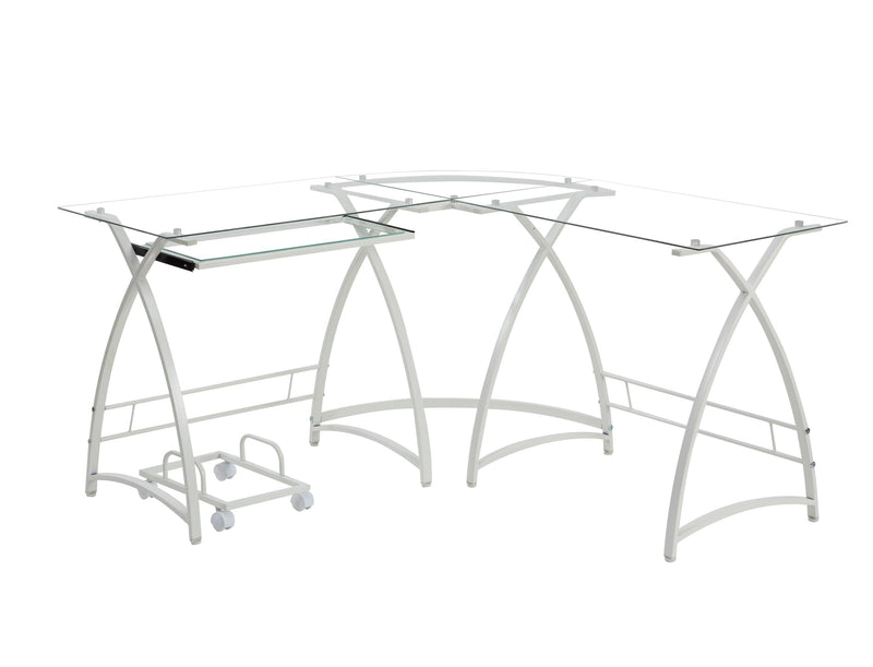 ACME Dazenus Computer Desk in Clear Glass & White Finish OF00040 - Urban Living Furniture (Los Angeles, CA)