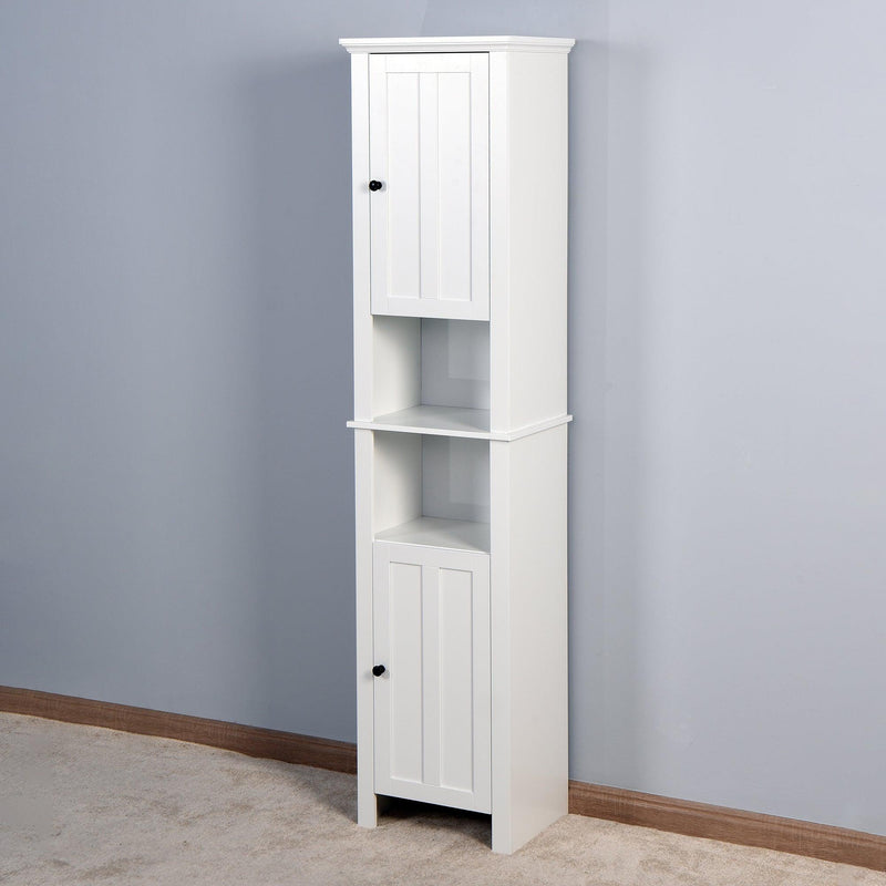 Bathroom FloorStorage Cabinet with 2 Doors Living Room Wooden Cabinet with 6 Shelves 15.75 x 11.81 x 66.93 inch