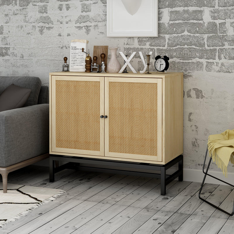 Natural rattan，2 door cabinet，with 1 Adjustable Inner Shelves，rattan，AccentStorage Cabinet - Urban Living Furniture (Los Angeles, CA)