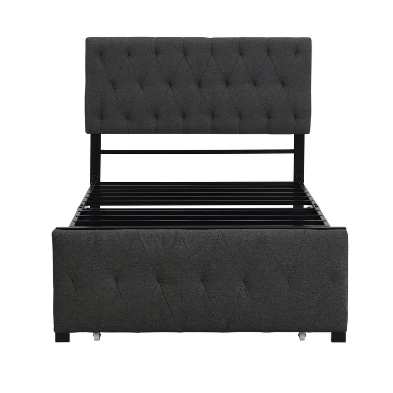 Twin SizeStorage Bed Metal Platform Bed with a Big Drawer - Gray - Urban Living Furniture (Los Angeles, CA)