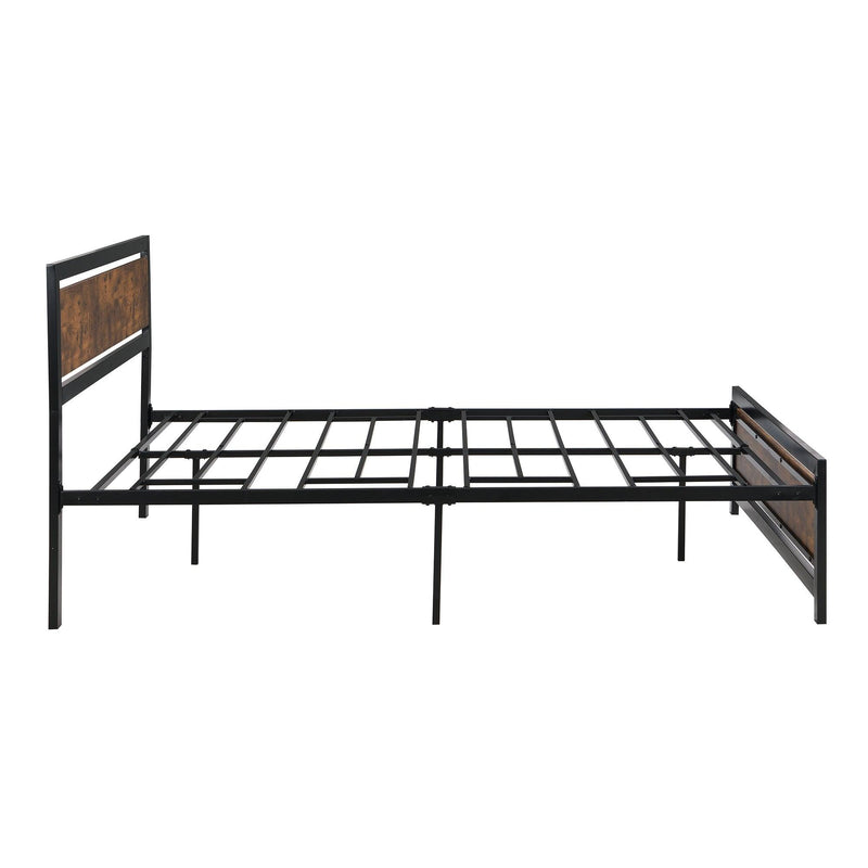 Metal and Wood Bed Frame with Headboard and Footboard ,Queen Size Platform Bed ,No Box Spring Needed, Easy to Assemble(Black) - Urban Living Furniture (Los Angeles, CA)