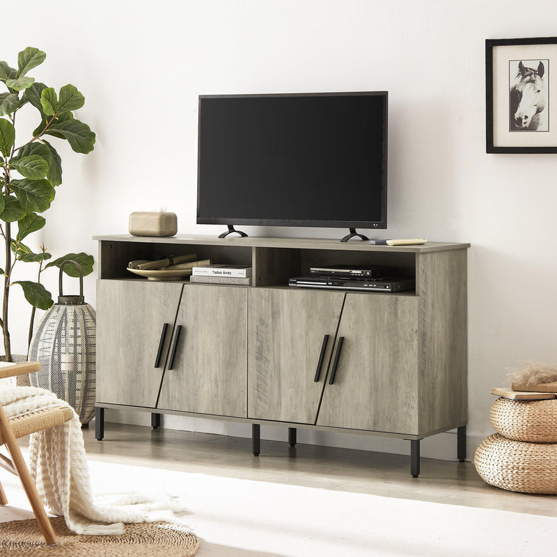 Farmhouse style TV Stand, TV station withStorage and open drawers, entertainment center console table, living room media furniture.(Grey,58’’W*23.6’’D*31.5’’H)