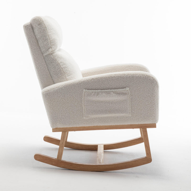 Modern Accent Rocking Chair, Upholstered Kids Glider Rocking Chair for Infants and Children, Teddy Material Comfort Arm Rocker, Lounge Armchair for Living Room, Beige - Urban Living Furniture (Los Angeles, CA)