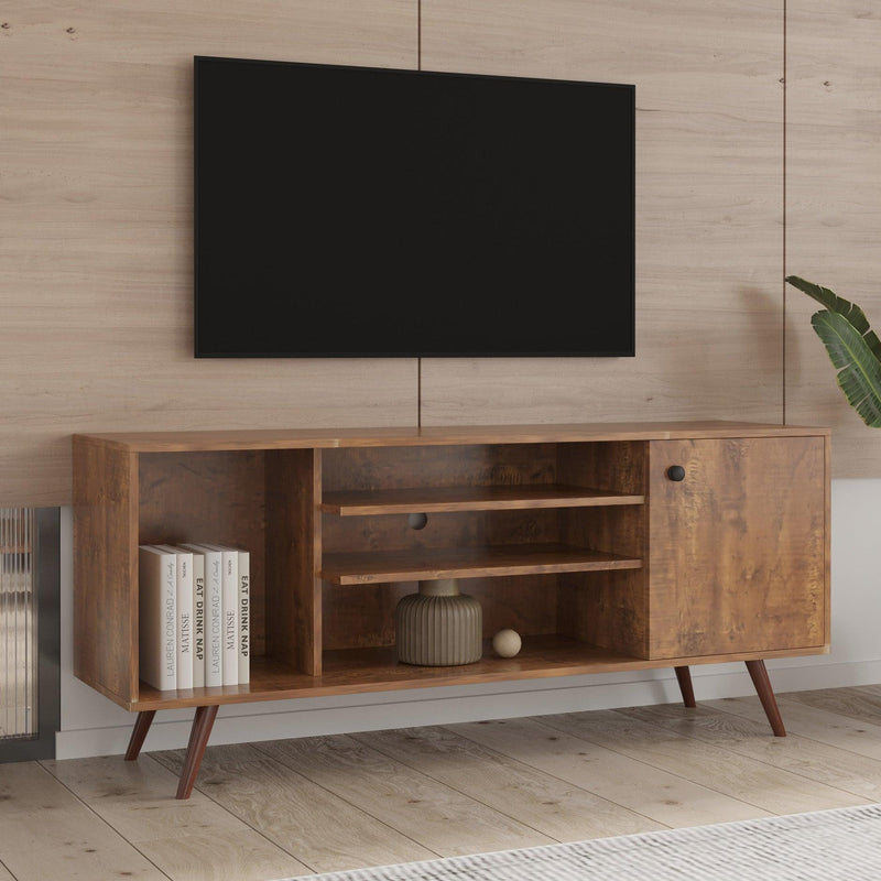 TV Stand Use in Living Room Furniture with 1Storage and 2 shelves Cabinet, high quality particle board,Walnut