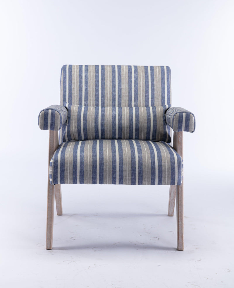 Accent chair, KD rubber wood legs with black finish. Fabric cover the seat. With a cushion.Blue Stripe - Urban Living Furniture (Los Angeles, CA)