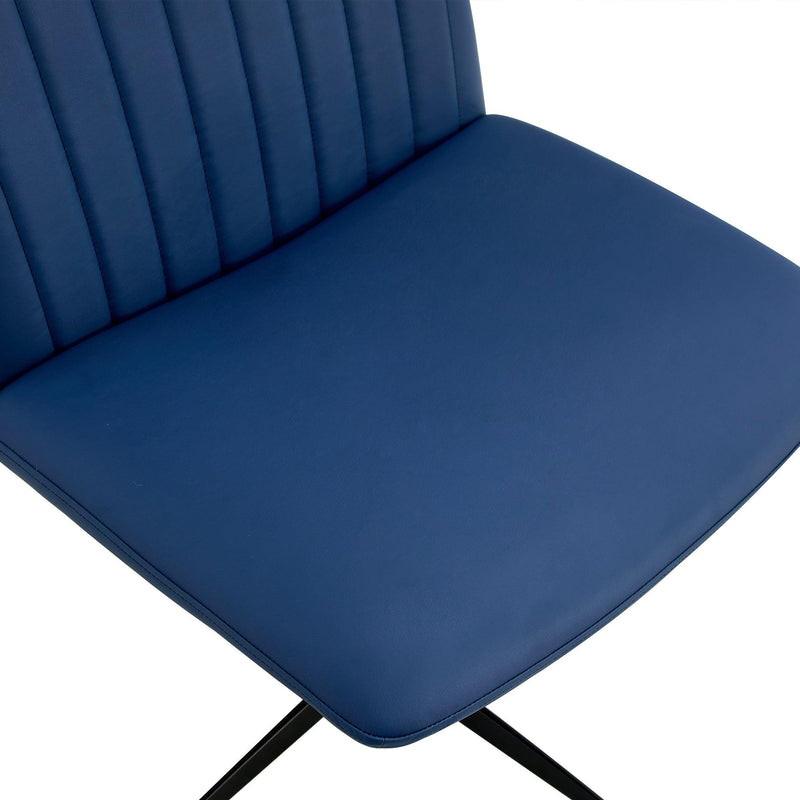 Office chair swivel chair Blue PU Material. Home Computer Chair Office Chair Adjustable 360 °Swivel Cushion Chair With Black Foot Swivel Chair Makeup Chair Study Desk Chair. No Wheels