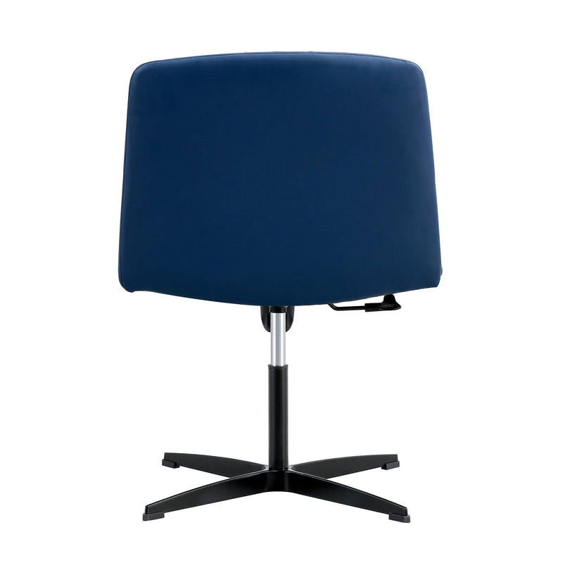 Office chair swivel chair Blue PU Material. Home Computer Chair Office Chair Adjustable 360 °Swivel Cushion Chair With Black Foot Swivel Chair Makeup Chair Study Desk Chair. No Wheels