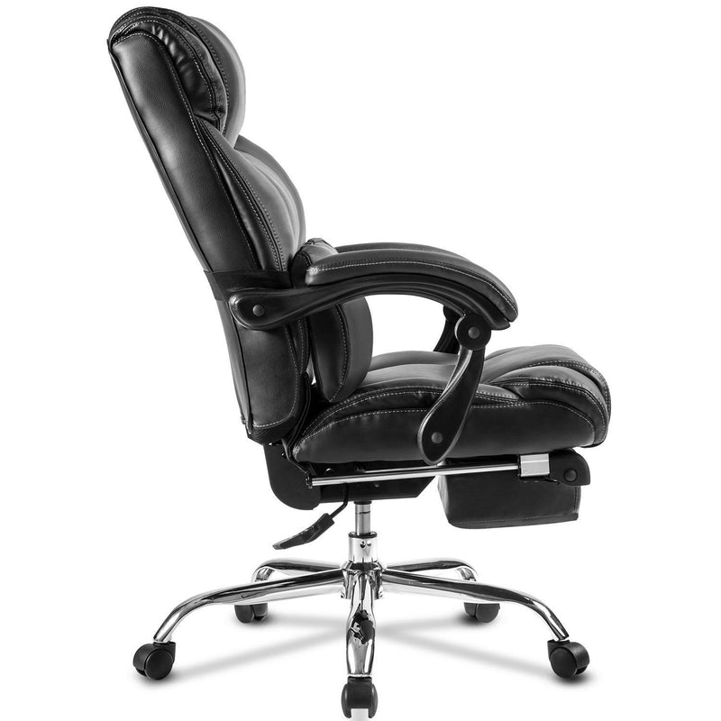 Office Chair - High Quality PU Leather/Double Padded/Support Cushion and Footrest