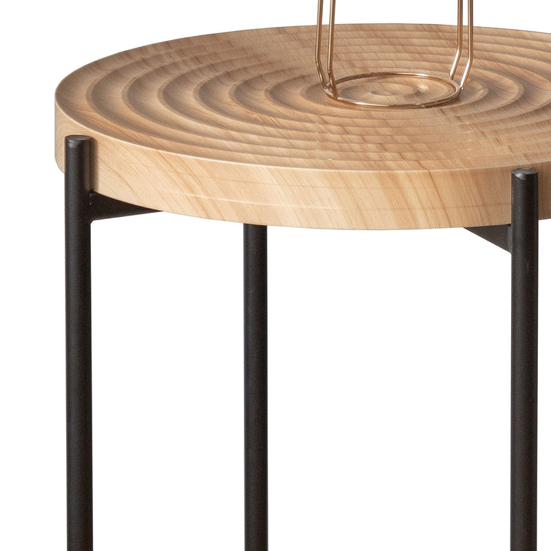 Modern  Thread Design Round Coffee Table ,  MDF  Table Top with Cross Legs Metal Base(Two-piece Set) - Urban Living Furniture (Los Angeles, CA)