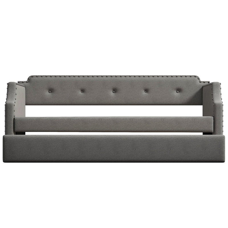 Upholstered Daybed with Trundle, Wood Slat Support,Upholstered Frame Sofa Bed , Twin,Gray - Urban Living Furniture (Los Angeles, CA)