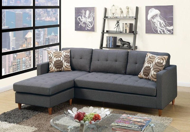 Blue Grey Polyfiber Sectional Sofa Living Room Furniture Reversible Chaise Couch Pillows Tufted Back Modular Sectionals - Urban Living Furniture (Los Angeles, CA)