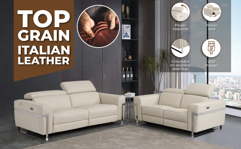 Global United Top Grain Italian Leather Sofa with Power Recliner - Urban Living Furniture (Los Angeles, CA)