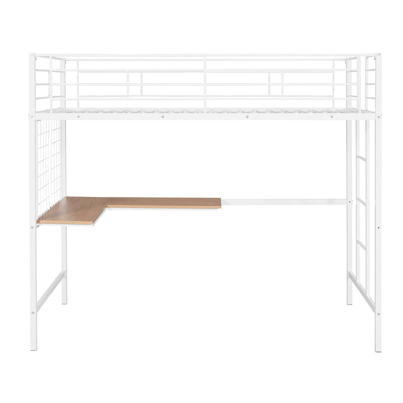 Twin Metal Loft Bed with Desk and Metal Grid,White - Urban Living Furniture (Los Angeles, CA)