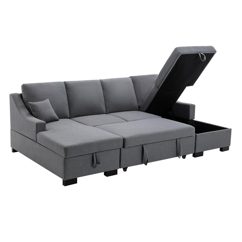 Upholstery Sleeper Sectional Sofa with DoubleStorage Spaces, 2 Tossing Cushions, Grey - Urban Living Furniture (Los Angeles, CA)