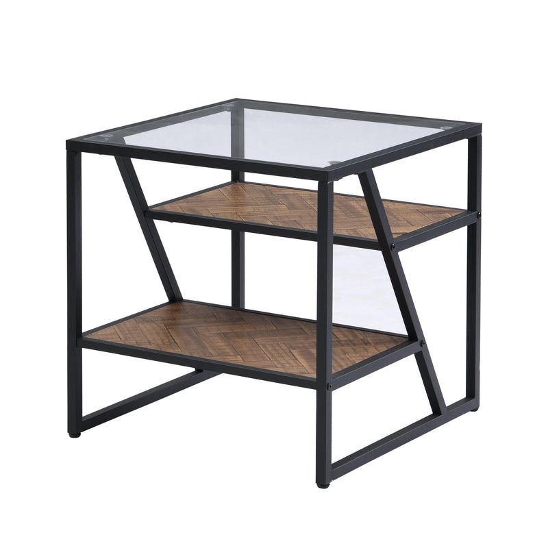 Black Side Table, End Table withStorage Shelf, Tempered Glass Coffee Table with Metal Frame for Living Room&Bed Room - Urban Living Furniture (Los Angeles, CA)