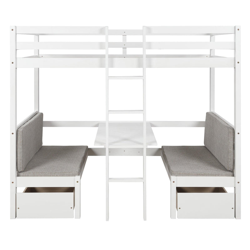 Functional Loft Bed (turn into upper bed and down desk，cushion sets are free),Twin Size,White - Urban Living Furniture (Los Angeles, CA)