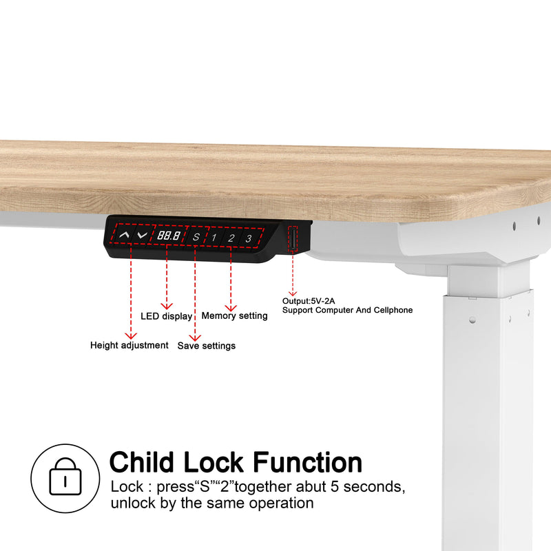 Ergonomic Standing Desk Base Workstation Frame Only，White - Urban Living Furniture (Los Angeles, CA)