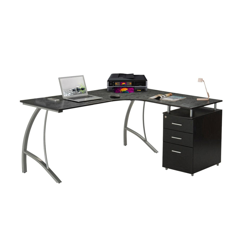 Techni MobiliModern L- Shaped Computer Desk with File Cabinet andStorage, Espresso - Urban Living Furniture (Los Angeles, CA)