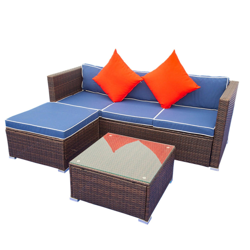 3 Piece Patio Sectional Wicker Rattan Outdoor Furniture Sofa Set - Urban Living Furniture (Los Angeles, CA)