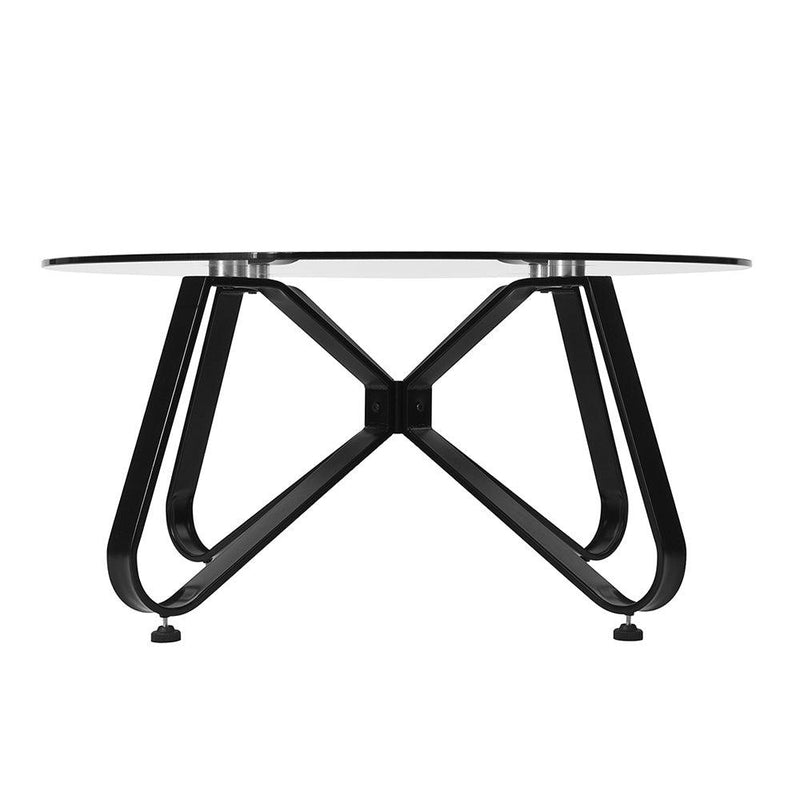 Round Coffee Table for Living Room, 31.5-inchModern Sofa Side End Table with Tempered Glass Top & Metal Legs, Accent Cocktail Tea Table, 31.5 x 31.5 x 15.6 inches, Black - Urban Living Furniture (Los Angeles, CA)