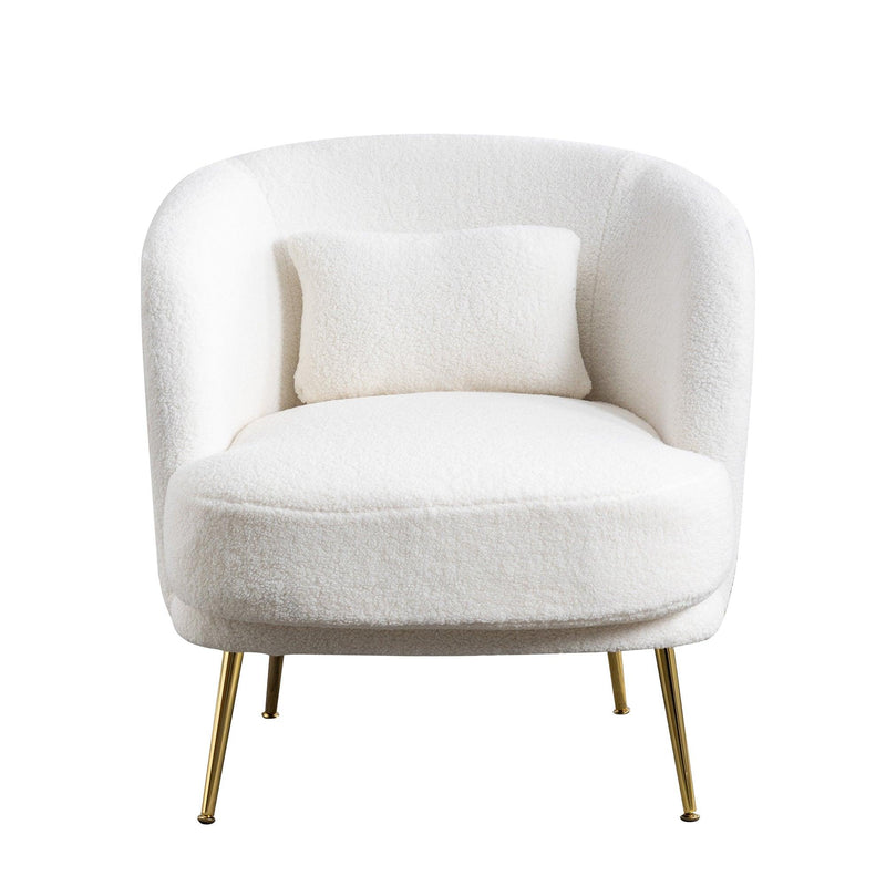 30.32"W Accent Chair Upholstered Curved Backrest Reading Chair Single Sofa Leisure Club Chair with Golden Adjustable Legs For Living Room Bedroom Dorm Room (Ivory Boucle) - Urban Living Furniture (Los Angeles, CA)