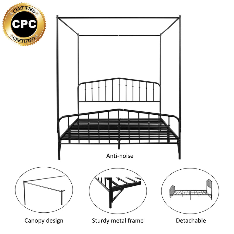 Detachable Queen Anti-Noise Metal Canopy Bed - Urban Living Furniture (Los Angeles, CA)