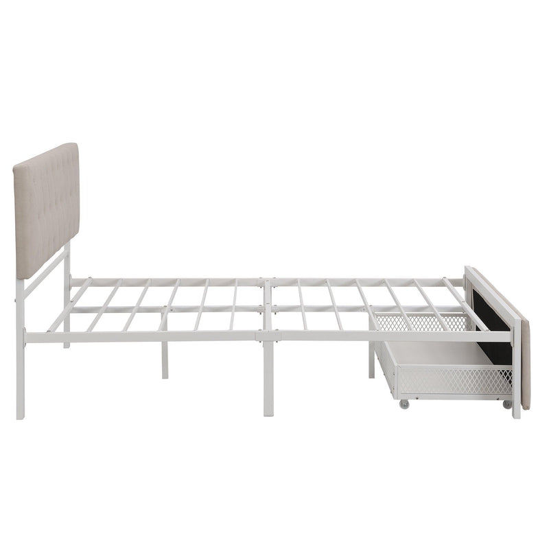 Full SizeStorage Bed Metal Platform Bed with a Big Drawer - Beige - Urban Living Furniture (Los Angeles, CA)