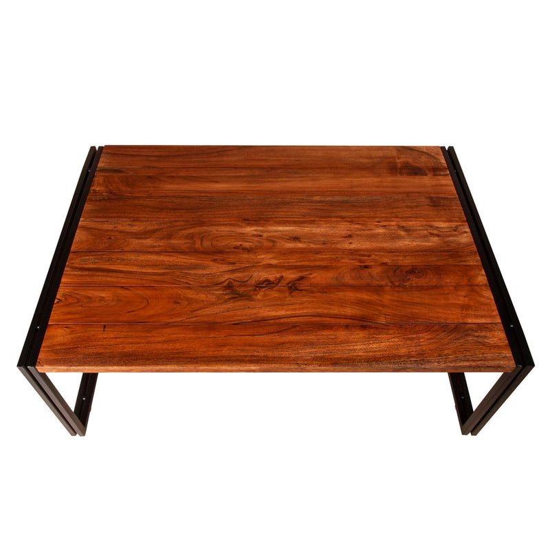 48 Inch Wooden Coffee Table with Double Metal Sled Base, Brown and Black - Urban Living Furniture (Los Angeles, CA)