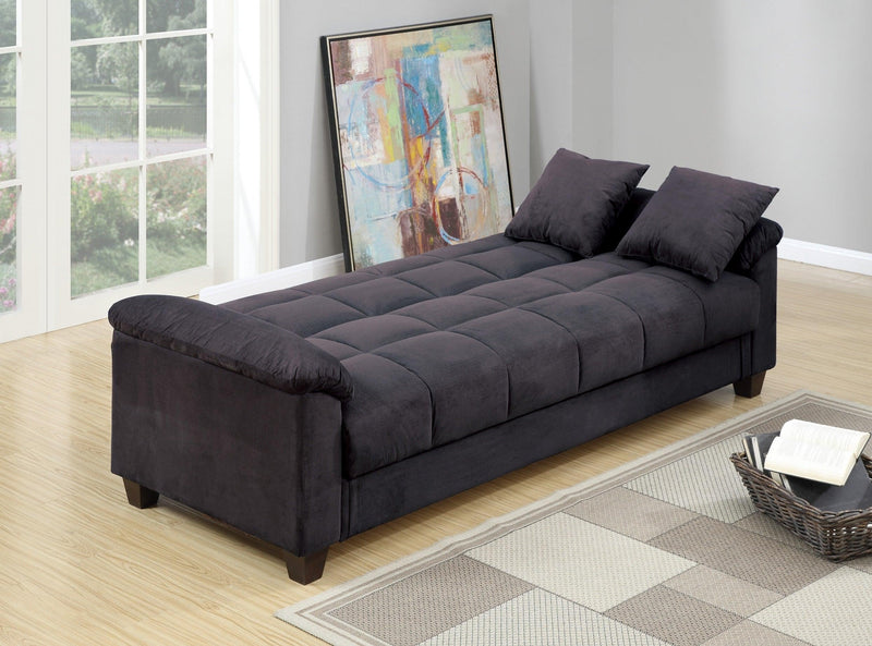 Contemporary Living Room Adjustable Sofa Ebony Microfiber Couch PlushStorage Couch 1pc Futon Sofa w Pillows - Urban Living Furniture (Los Angeles, CA)